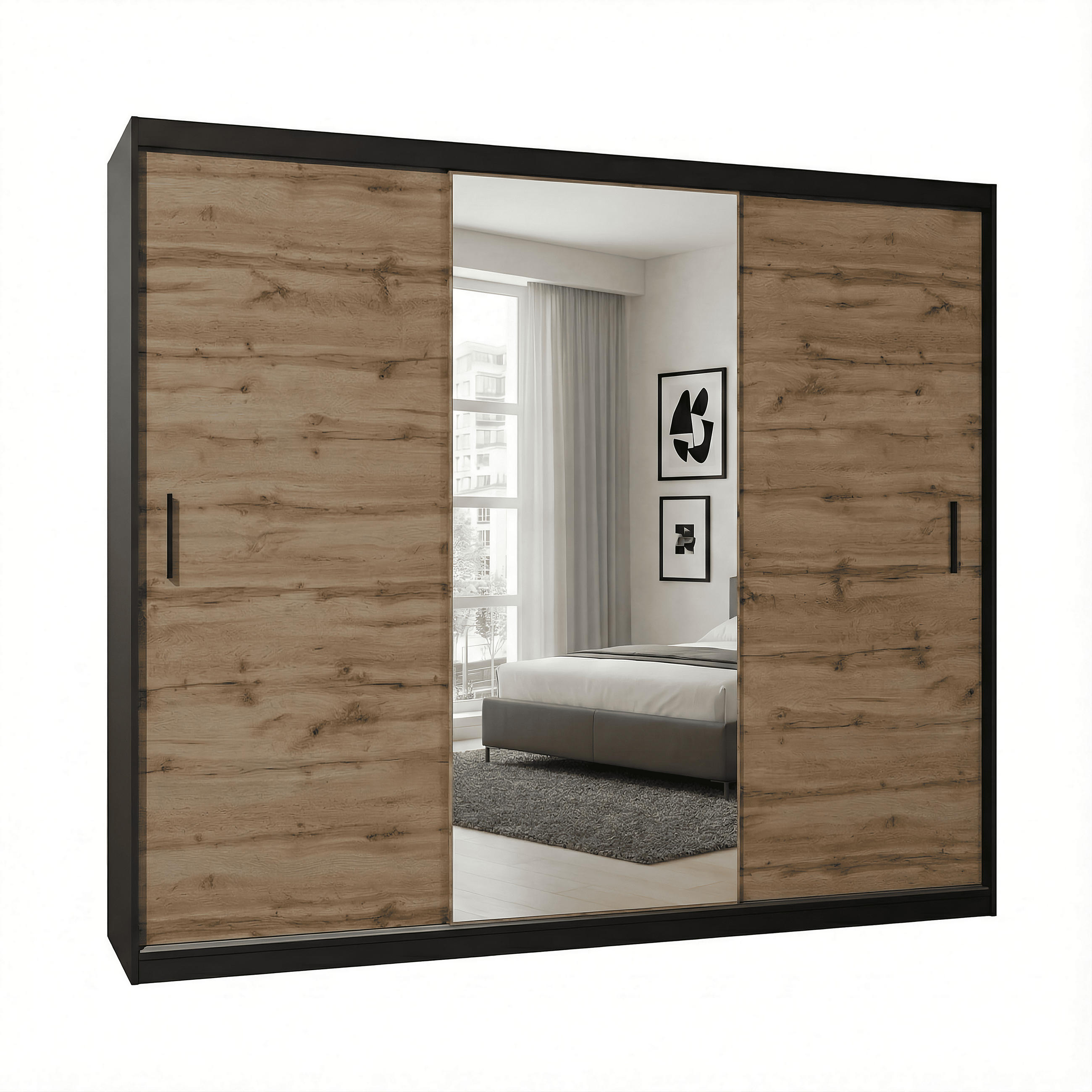 SCHWEBETÜRENSCHRANK Mirano Eiche Wotan 250 cm - Eiche Wotan, Holzwerkstoff (250/215/60cm) - Ravio