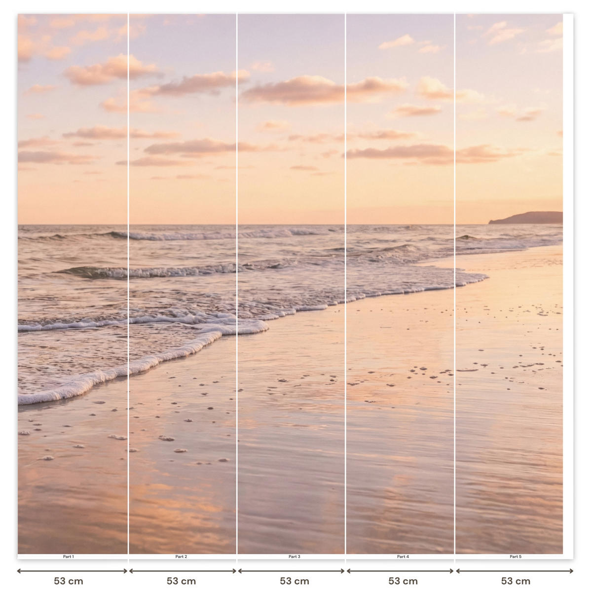 TAPETE - Strand - Brandung - Wolken - 260x280 cm - Hellrosa, Papier (260/280cm) - OnlyWow