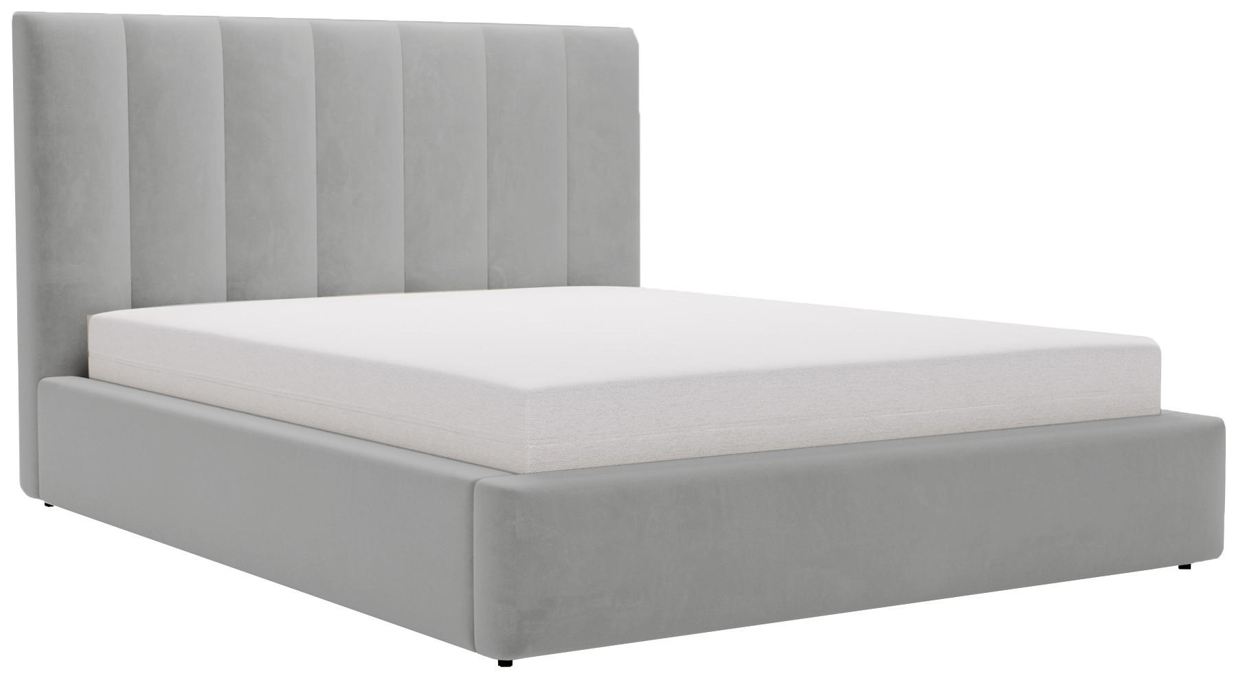 POLSTERBETT 140x200 cm Velor, Lattenrost, Bettkasten, Hellgrau - Grau, Holz/Textil (140/200cm) - Emporius