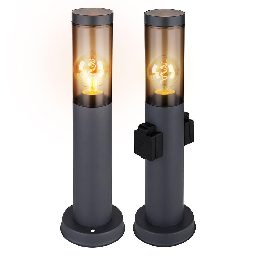 WEGELEUCHTE BOSTON Edelstahl Anthrazit 2er Set - Anthrazit, Kunststoff/Metall (7.6/45/7.6cm) - Globo Lighting