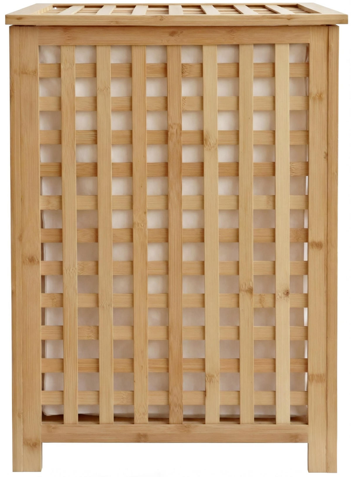 WÄSCHEBOX Hof 1 großes Fach 90 Liter 46x46x67cm Holz Natura Wäschesammler - Naturfarben, Holz (46/67/46cm) - DELUKE