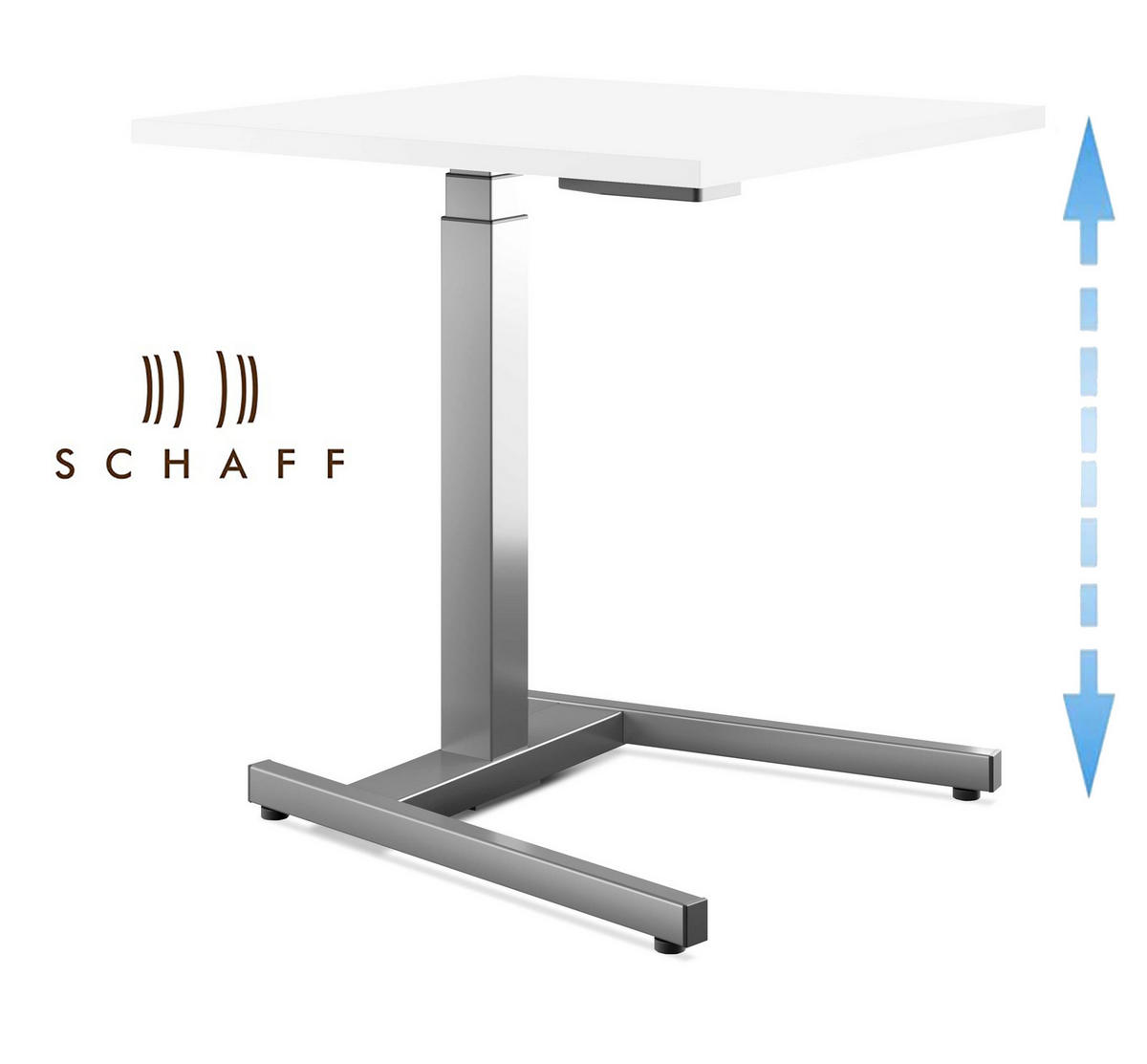 SCHREIBTISCH Master mit Gasfeder 68 bis 118 cm 100x65 cm Silber - Weiß, Metall (65/100/68cm) - Schaff