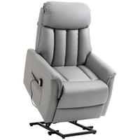 ELEKTRISCHER Aufstehsessel gepolstert Fernsehsessel Relaxsessel mit Aufstehhilfe - Schwarz/Grau, Leder/Kunststoff (80/104/94cm) - HOMCOM
