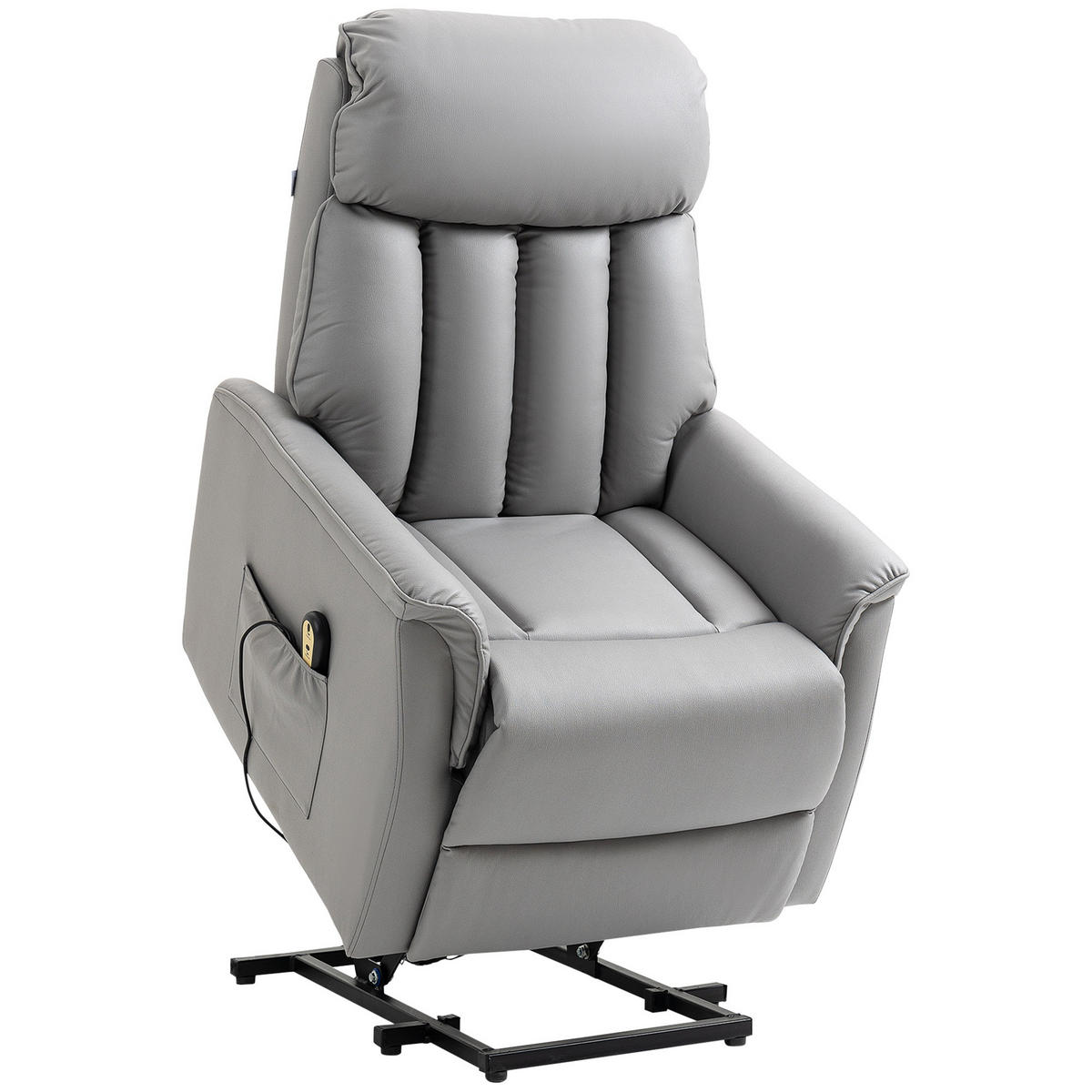 ELEKTRISCHER Aufstehsessel gepolstert Fernsehsessel Relaxsessel mit Aufstehhilfe - Schwarz/Grau, Leder/Kunststoff (80/104/94cm) - HOMCOM