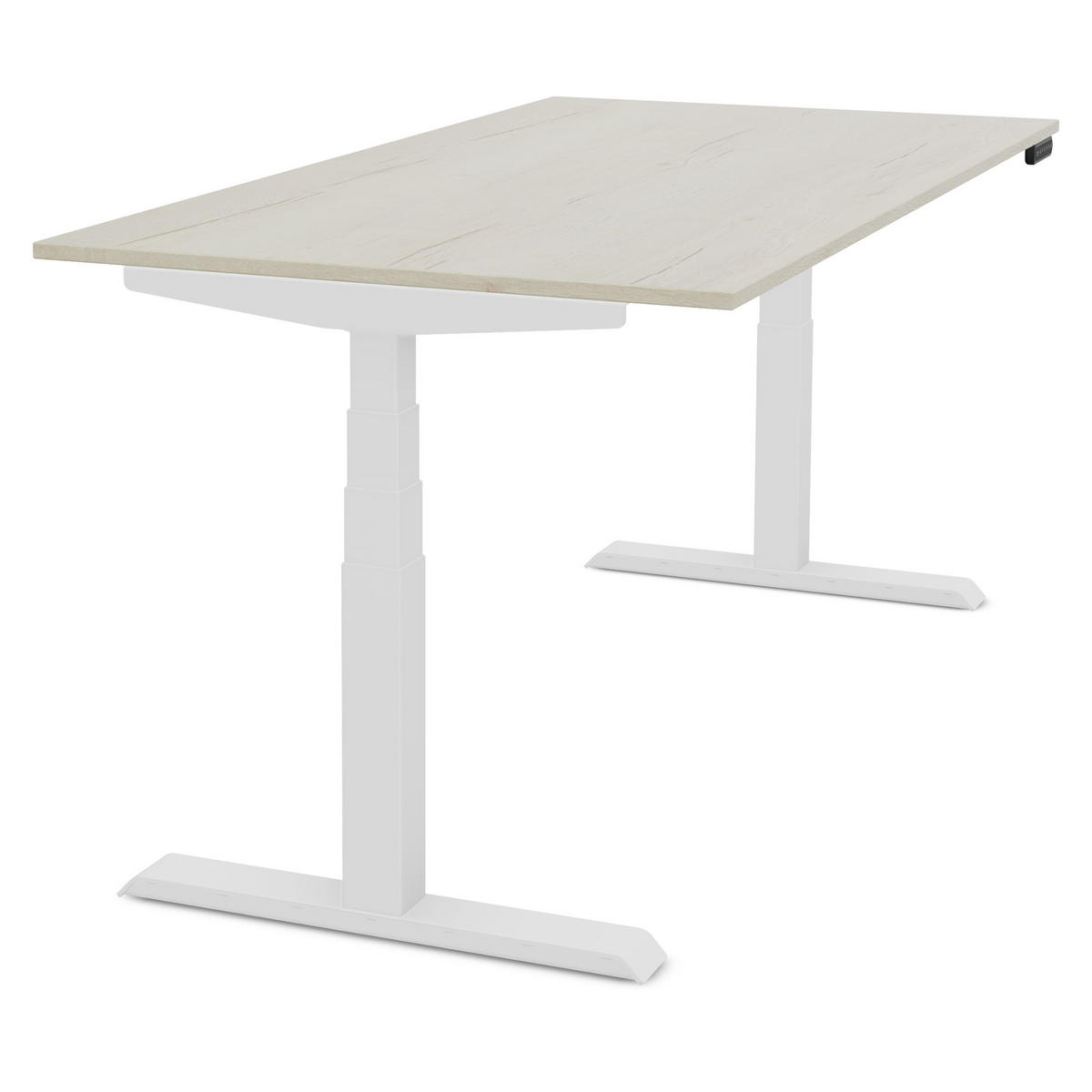 SCHREIBTISCH Elektrisch Höhenverstellbarer Familien Schreibtisch Pitino Eiche Polar Signalweiß 160/70/52.5-121cm - Eiche Bianco/Weiß, Holzwerkstoff/Metall (70/160/121cm) - ASSMANN