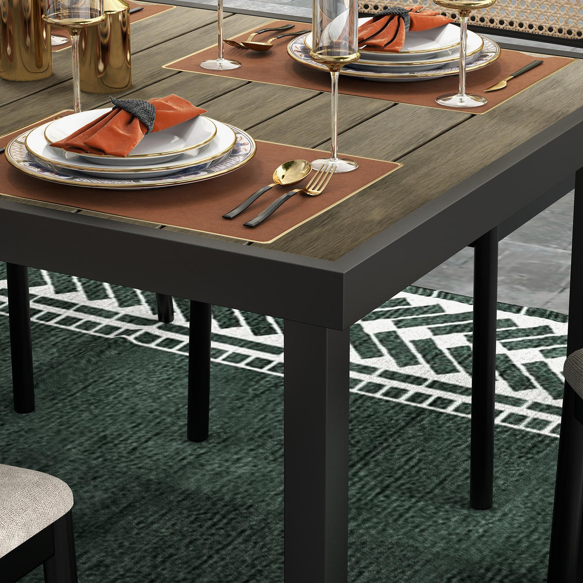 GARTENTISCH DE-14099 rechteckig 190x90 cm, für 8 Personen - Braun, Metall (190/90/74cm) - ComfortXL