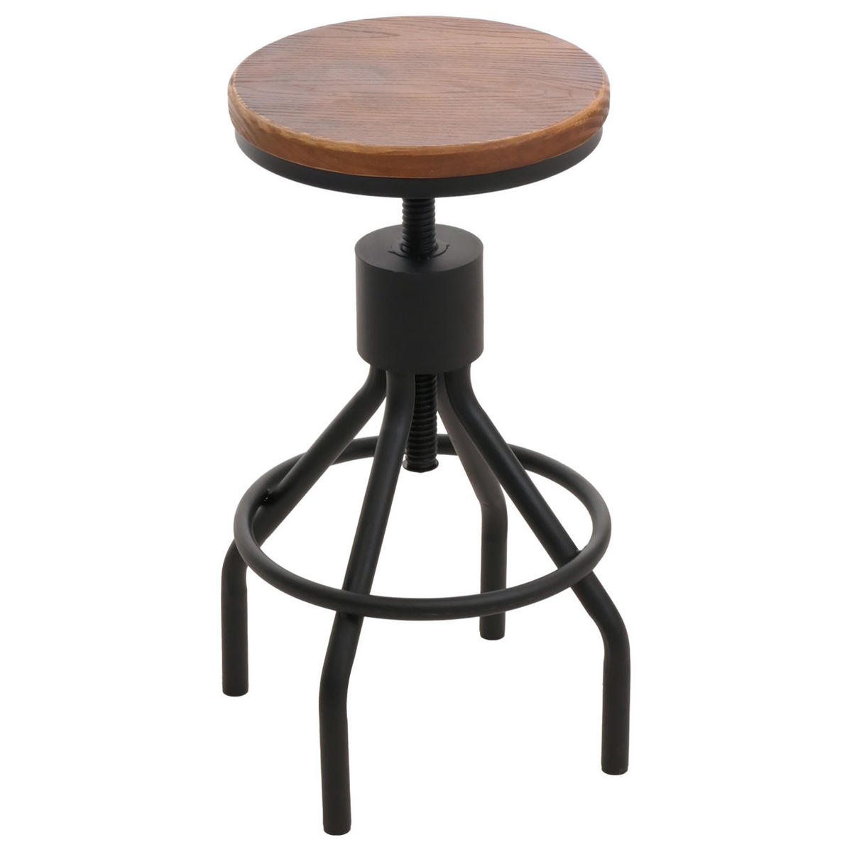 BARHOCKER 2er-Set Sitzhöhe 59-80cm höhenverstellbar drehbar Fußablage Metall Massiv-Holz Braun - Dunkelbraun, Holz/Metall (34/80/34cm) - PROREGAL