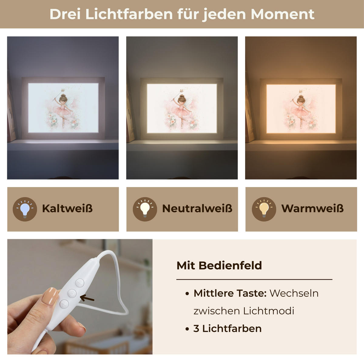 NACHTTISCHLAMPE Ballerina - Fee - Blumen - Rosa 20x15 cm - Rosa, Holzwerkstoff (8/20/15cm)