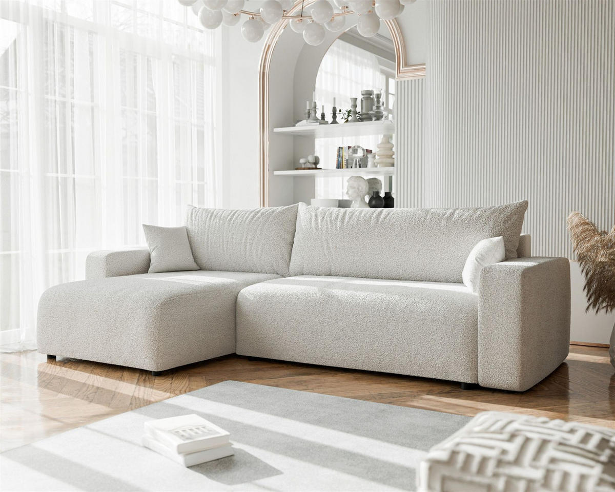 ECKSOFA Luna Max Mit Schlaffunktion - Beige, Holzwerkstoff/Textil (278/145cm) - Fun Möbel