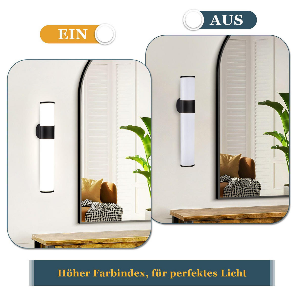 SPIEGELLEUCHTE Wiesbaden(2er-set) 30/6.8/12.8 cm - Schwarz, Kunststoff (30/6.8/12.8cm) - Nettlife