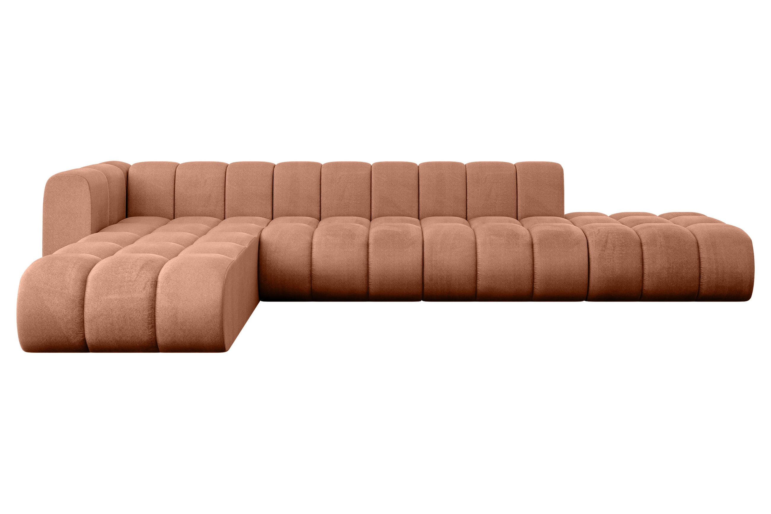 ECKSOFA modulares Sofa Zuvon-L2 - 387x177x70 cm Apricot - Koralle, Holzwerkstoff/Textil (387/177cm) - ALTDECOR