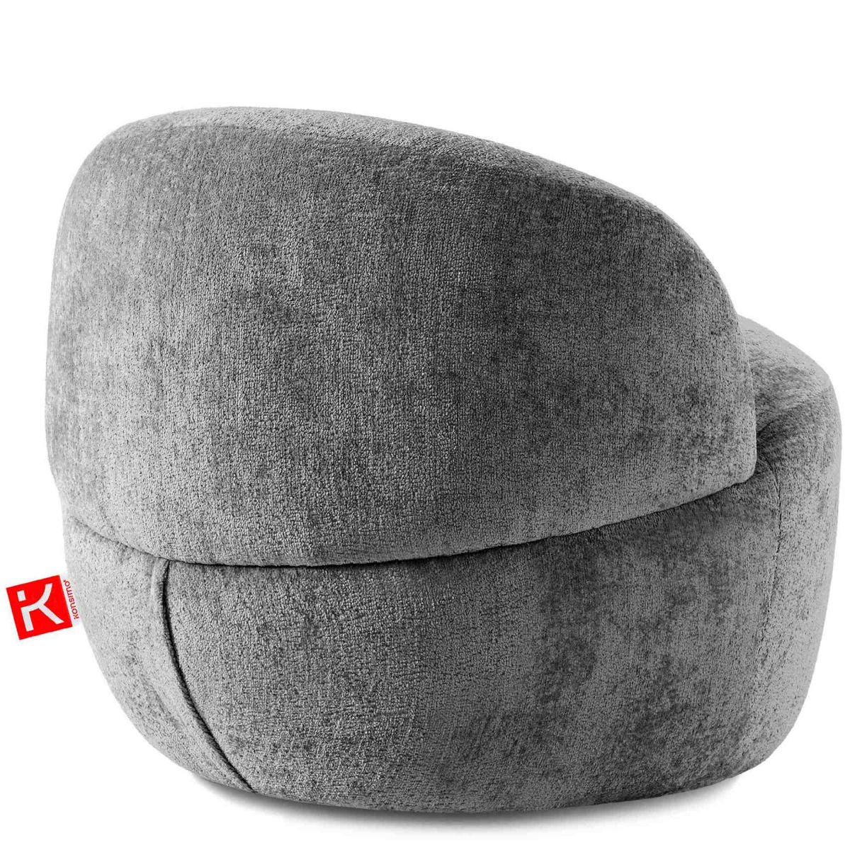 SESSEL NELUM Chenille-Stoff, rund, Grau - Schwarz/Grau, Holz/Holzwerkstoff (76/64/76cm) - KONSIMO®