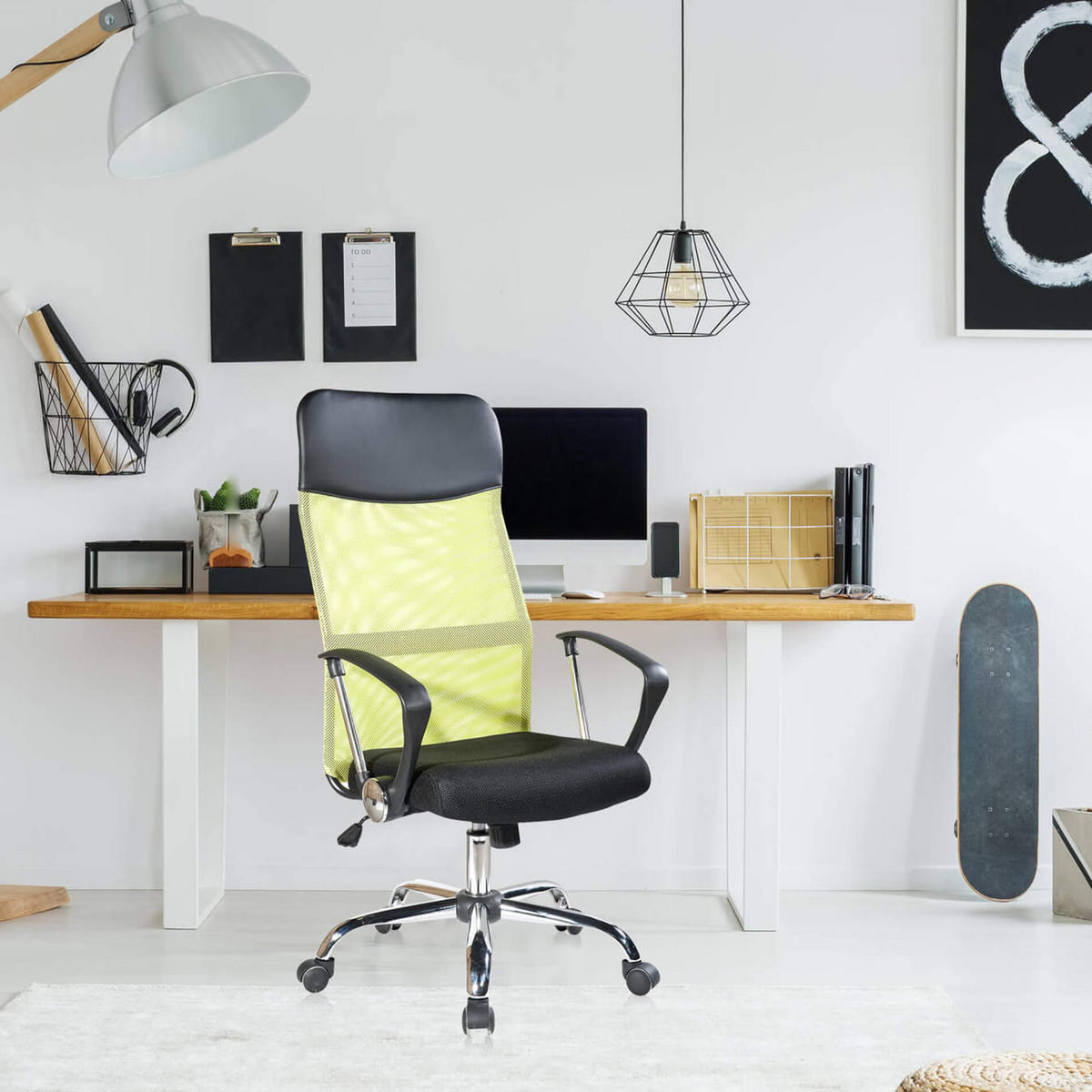SCHREIBTISCHSTUHL Schwarz 59/58/123 cm - Gelb/Schwarz, Textil (59/123/58cm) - Mobili Rebecca
