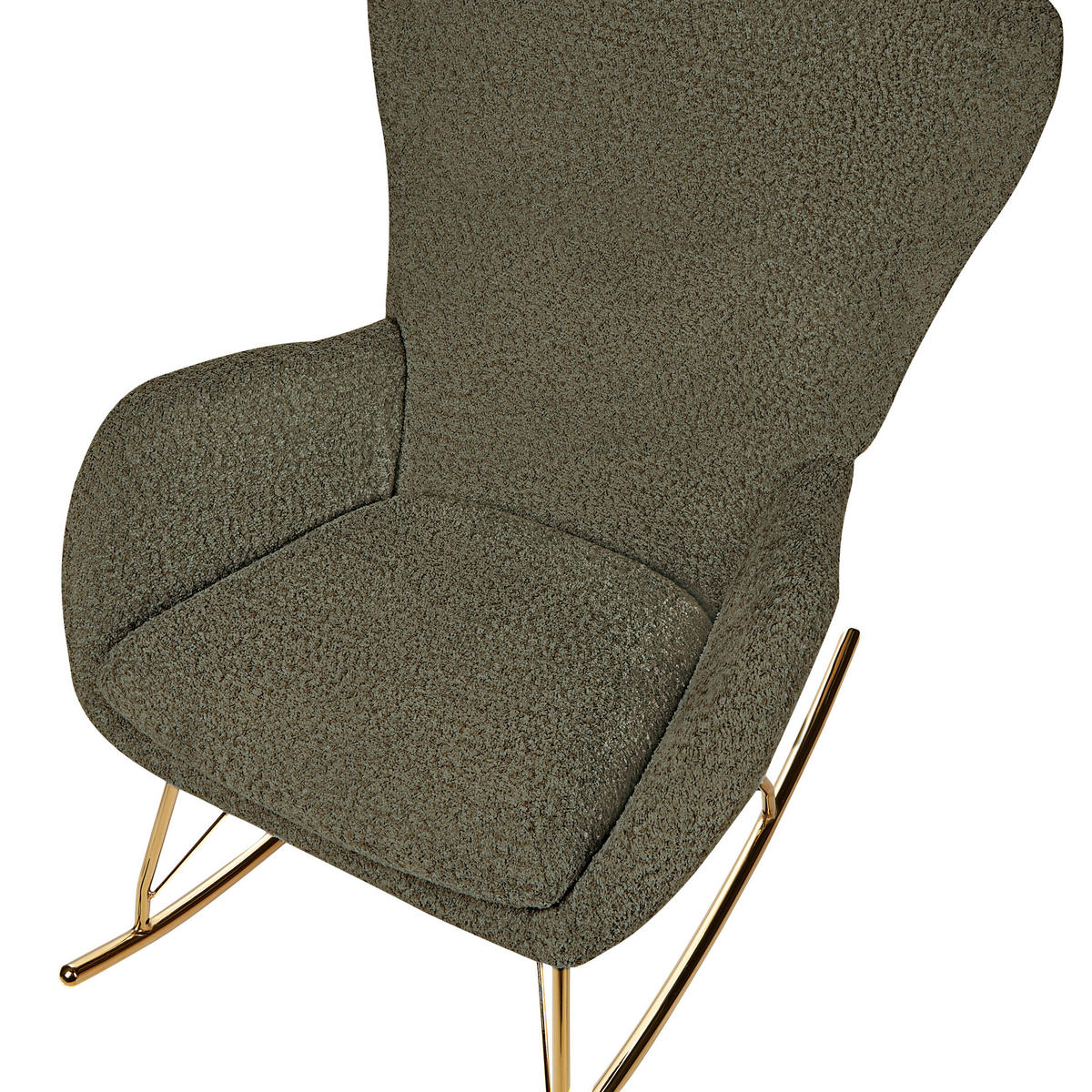 SCHAUKELSESSEL Bouclé Dunkelgrün Anaset - Goldfarben/Grün, Textil (74/99/99cm) - Beliani