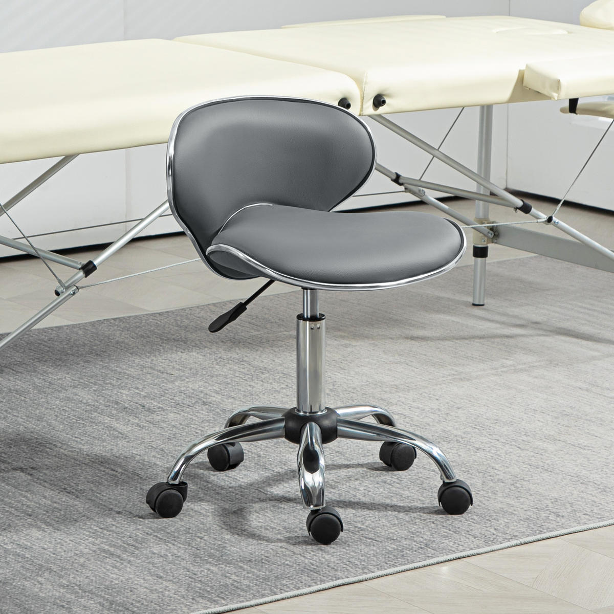 BÜROHOCKER DE-18036 höhenverstellbar 44-56 cm, Sattelform Grau - Grau, Metall (48/74/44cm) - ComfortXL