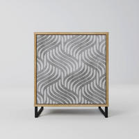 SIDEBOARD CONCRETE MOVEMENT, Eichefarben, 57,5x42x67,5 cm, Schwarze Metall-Rahmenfüße - Eichefarben/Multicolor, Holzwerkstoff/Metall (57.5/67.5/42cm) - SpaceRebels