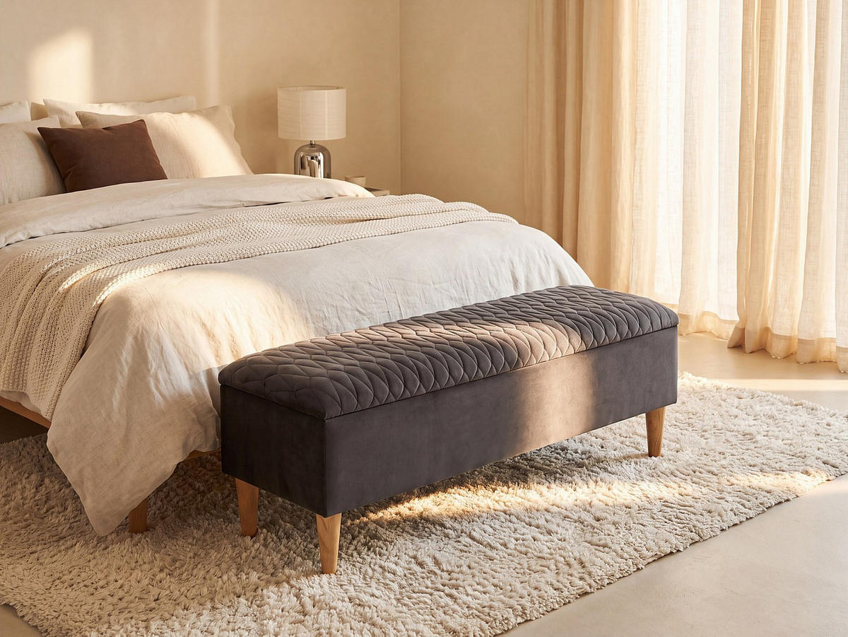 SITZBANK - 1 Person - samt - anthrazitgrau Daniele - Anthrazit, Textil (130/44.5/40cm) - Vente-Unique