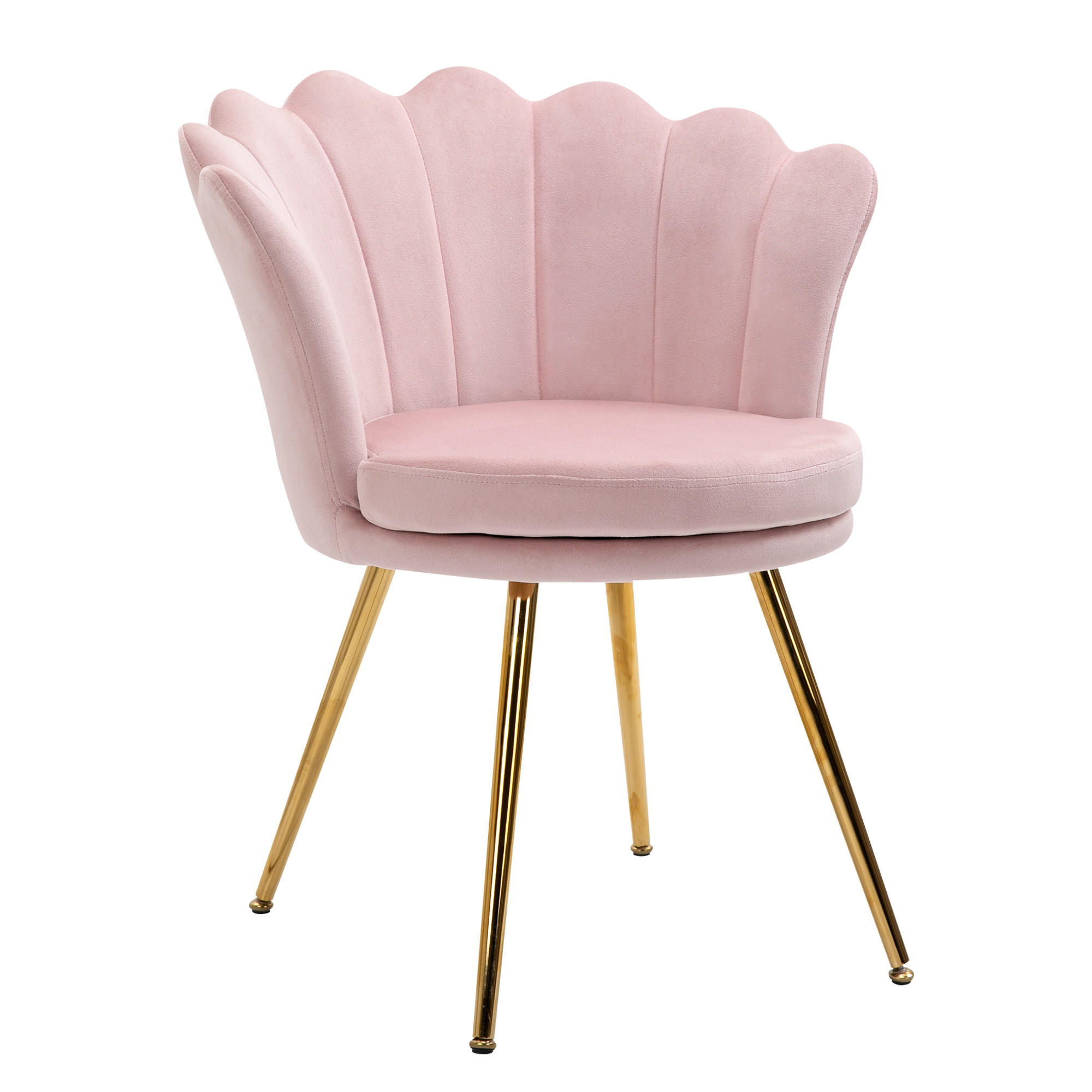 ARMLEHNSTUHL DE-13188 Muschelform & goldene Metallfüße Rosé - Pink, Metall (64/77/67cm) - ComfortXL