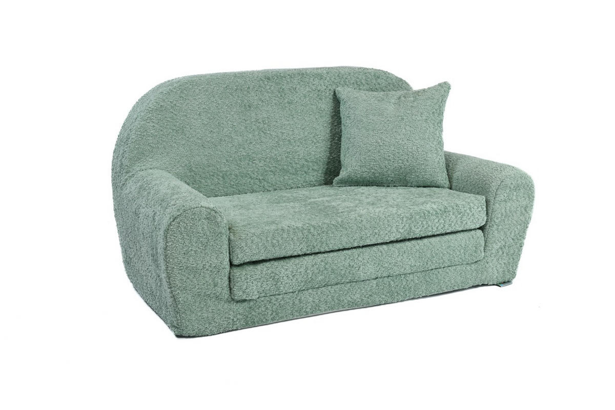 MINI-SOFA David - Ausklappbares Kindersofa aus Teddystoff in Hellgrün - Hellgrün, Textil (78/45/40cm) - Fortisline