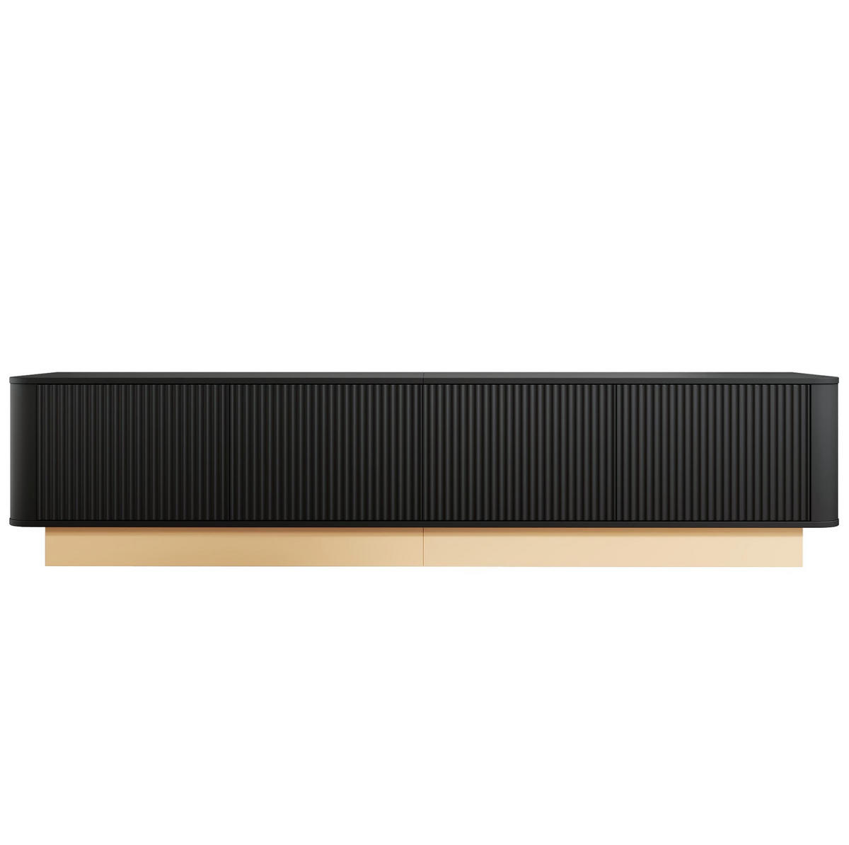 TV-LOWBOARD mit 4 Türen 200 x 40 cm MDF Schwarz - Schwarz, Holzwerkstoff (40/47.5/200cm) - Beauniv