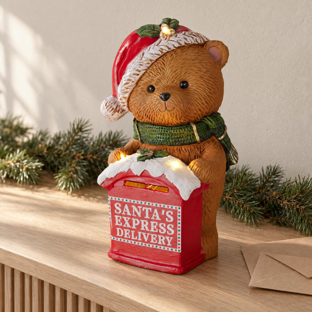 TEDDYBÄREN mit Briefkasten 19,5/19/30 cm - Braun, Stein (19/30/19.5cm) - Home Styling Collection
