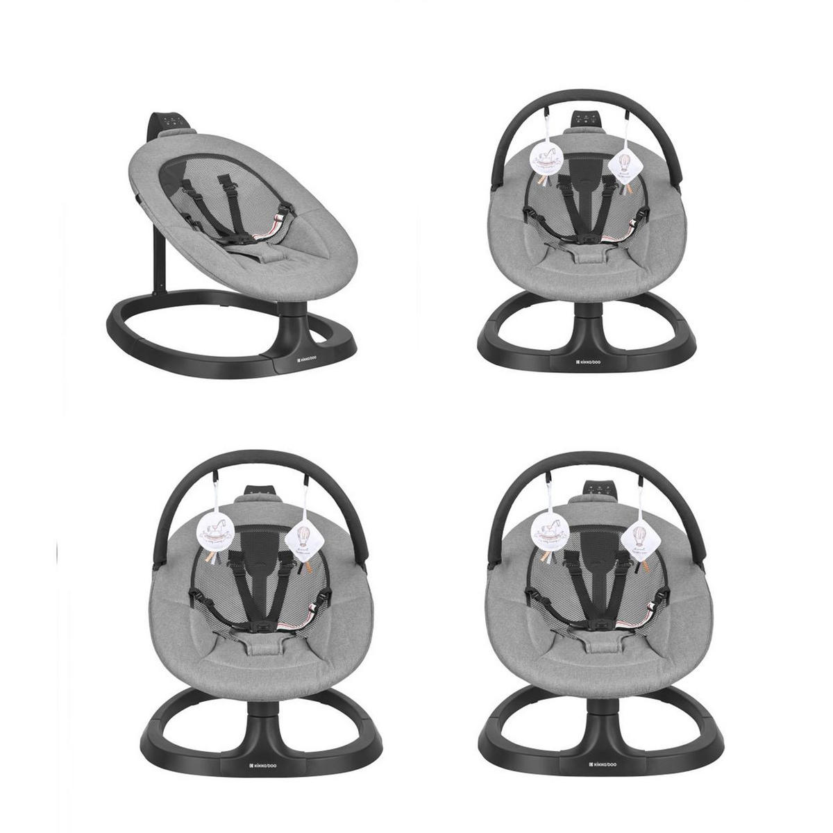 BABYWIPPE Zazu grau Kinderstuhl-Funktion, 3 Bewegungsrichtungen, 5-Punkt-Gurt, Timer - Grau, Metall - Kikka boo