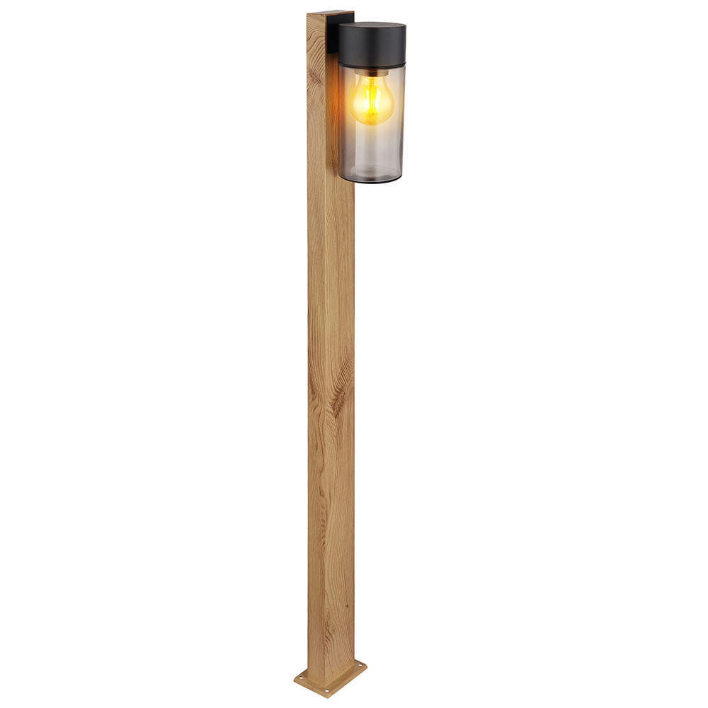 WEGELEUCHTE Edelstahl Holzoptik Braun - Braun, Glas (9/14.5/100cm) - Globo Lighting