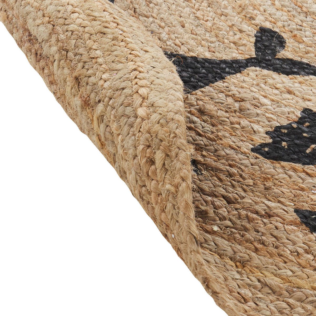 PREPROGA S KRATKIM VLAKNOM bež 120 cm Earth - črna/bež, naravni materiali (120/120cm) - Beliani