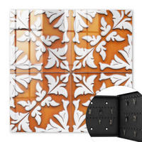 SCHLÜSSELBOX Schwarz 30x30 cm- Türöffnung nach rechts - Pflanzenmotiv - Orange, Metall (30/30/5cm) - TULUP