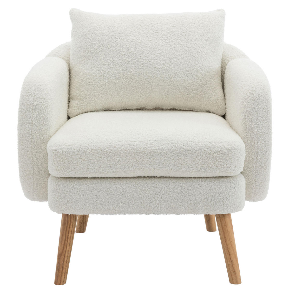 SESSEL Teddy-Samt mit Rückenkissen 71/72/71 cm Weiß inkl. Kissen - Weiß, Textil (72/71/71cm) - Redom