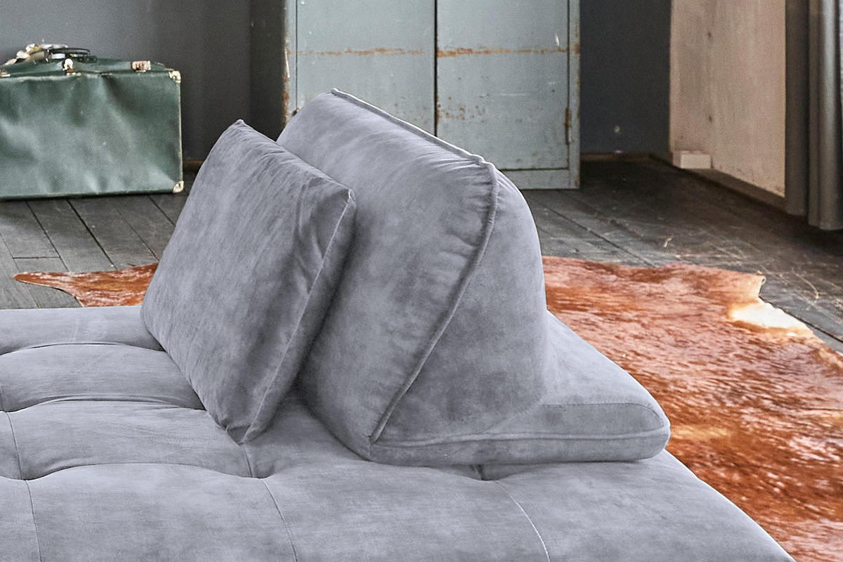 SOFA WIOLO Grau Velvet - Silberfarben/Grau, Textil/Metall (240/80/110cm) - KAWOLA