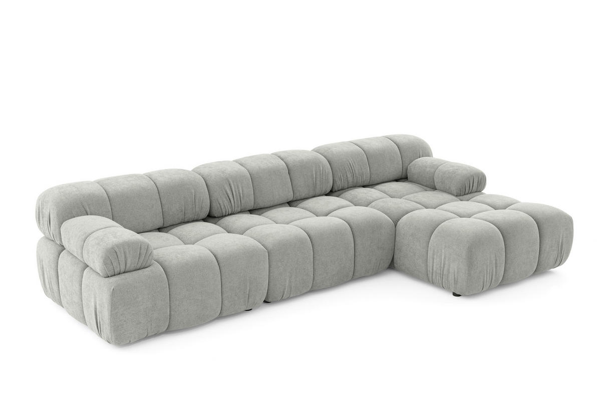 MODULARES Ecksofa MOMENTUM L, Rechts, Breite 282 cm, strukturierter Stoff, Grau - Chromfarben/Grau, Holz/Textil (155/282cm) - Muffo