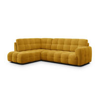 ECKSOFA MELLOW 5-Sitzer, safran - Gelb/Schwarz, Holz/Textil (283/191cm) - Courtois Laville