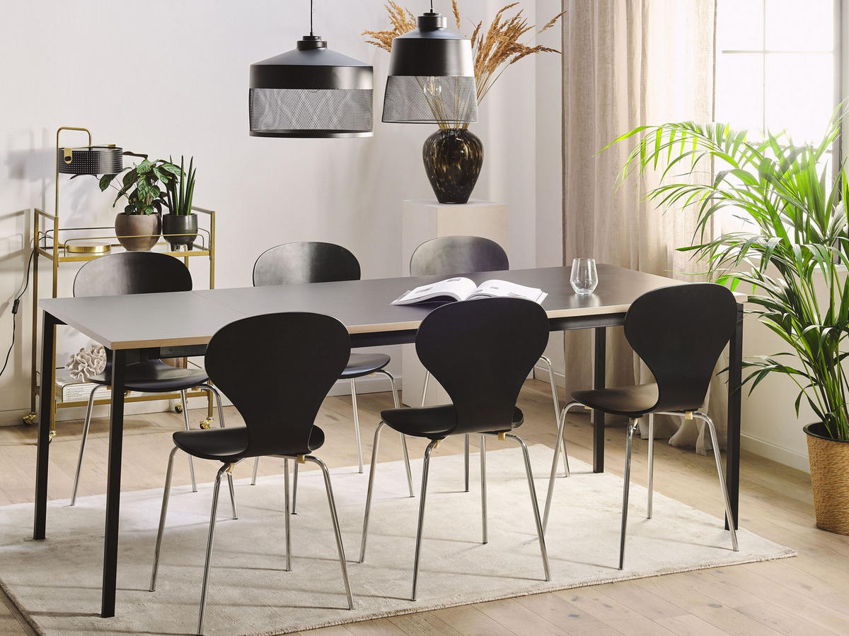 ESSTISCH 190/90/76 cm Schwarz Rechteckig Avis - Schwarz, Holzwerkstoff (190/90/76cm) - Beliani