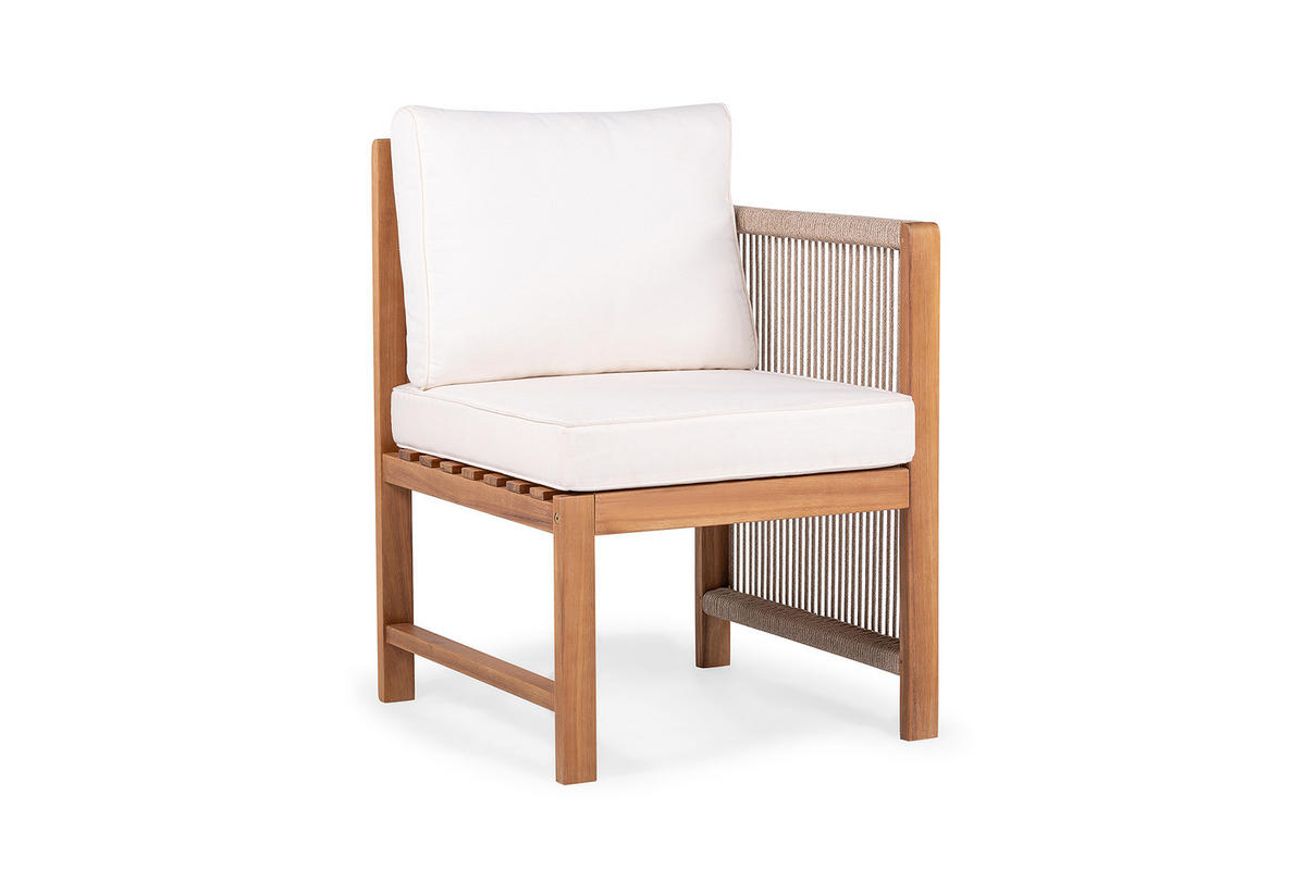 DININGSTUHL MIT 1 ARMLEHNE - Akazie massiv / Polyester - Braun / Beige - Beige/Braun, Holz/Textil (58/86/66cm) - home24