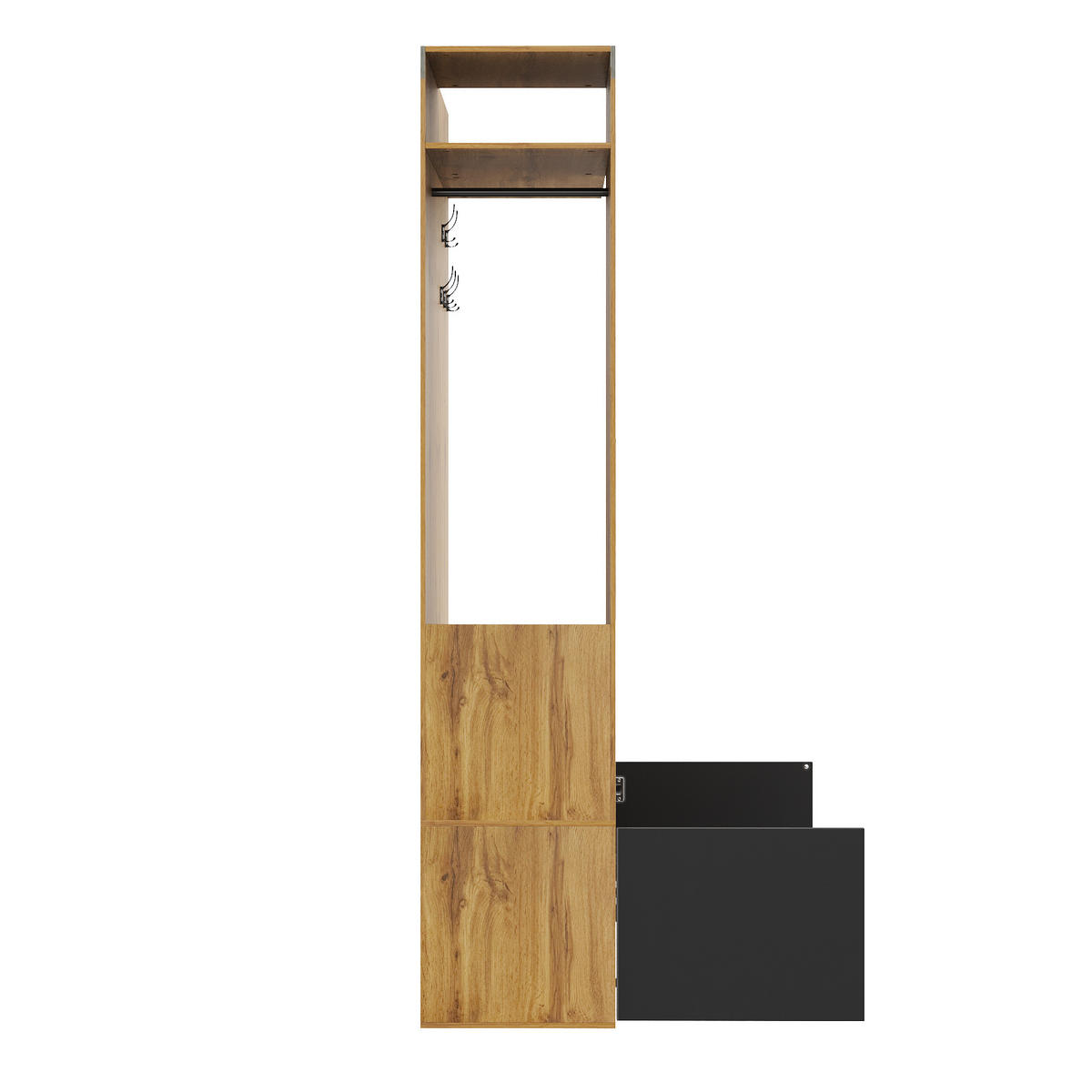 SCHUHSCHRANK aus MDF 100x38x191cm in Natur mit Bank & Spiegel - Naturfarben, Holzwerkstoff (100/191/38cm) - Modfu