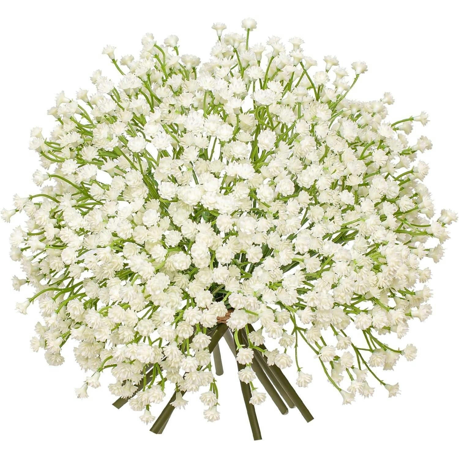 KUNSTBLUMEN Schleierkraut 10 Stück 25 cm Beige - Weiß, Kunststoff (24cm)