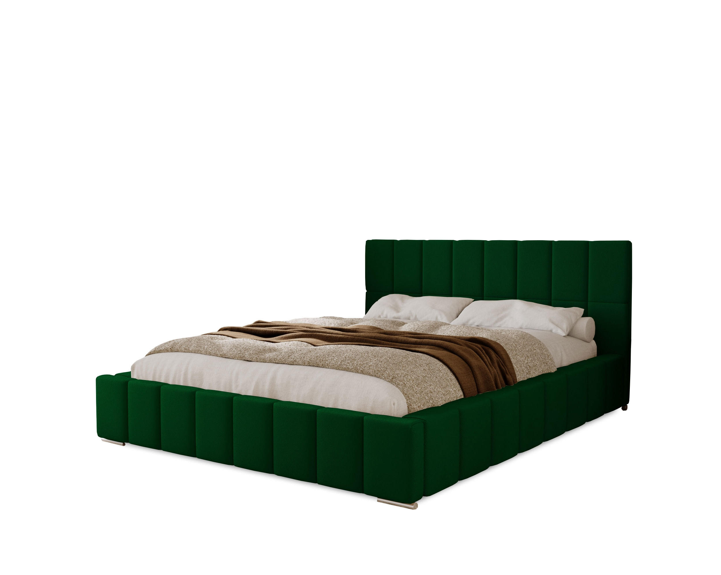 POLSTERBETT Alma 200x200 cm, Doppelbett mit Bettkasten und Lattenrost aus Holz, Velourstoff: Grün - Grün, Holz/Textil (200/200cm) - Marpur
