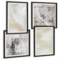 BILDER SET 4er Set - 50x50 cm & 40x60 cm Schwarzer Rahmen - Minimalismus der Farbstruktur - Schwarz, Kunststoff (50/50cm) - TULUP