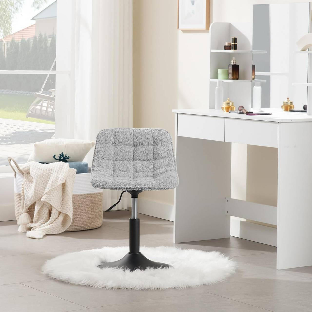BARHOCKER 2er Set aus bequemer Chenille, Metall, Grau - Schwarz/Grau, Kunststoff/Textil (42.5/60.5/45cm) - Woltu