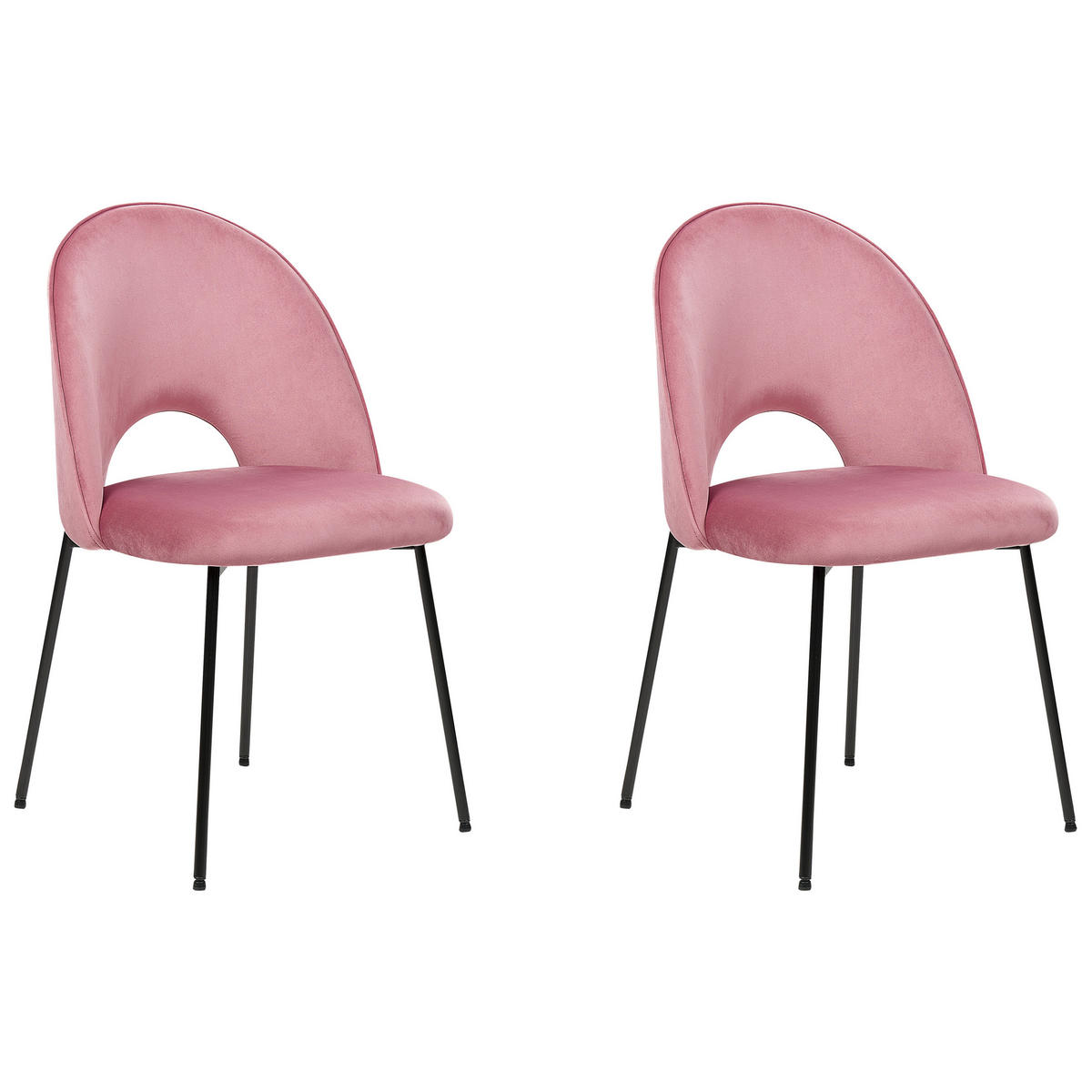 ESSZIMMERSTUHL 2er-Set Samtstoff Rosa Covelo - Pink, Textil/Metall (46/84/45cm) - Beliani
