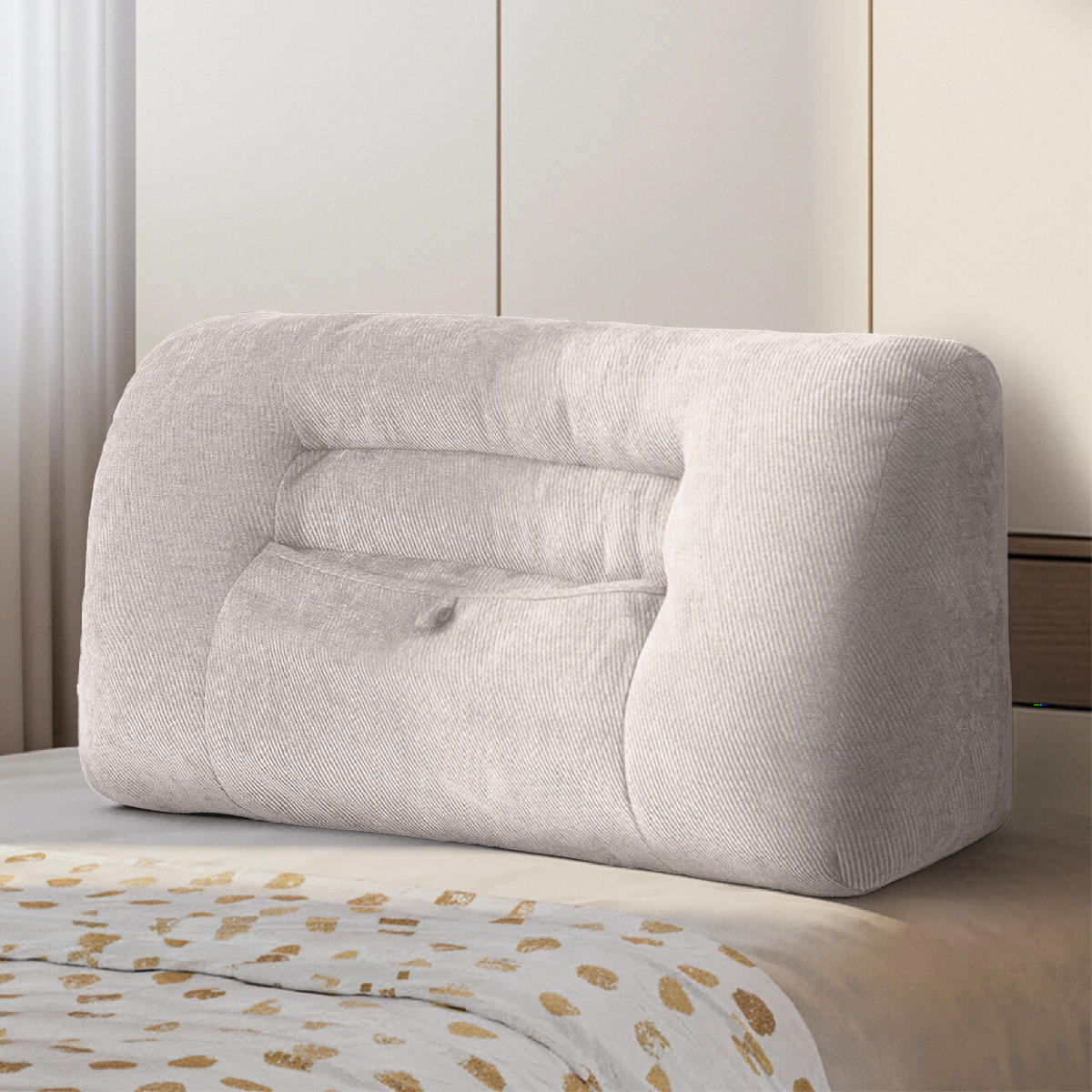 RÜCKENSTÜTZKISSEN für Sofa Bett Chenille 90cm Beige - Beige, Textil (90/22cm) - Vercart