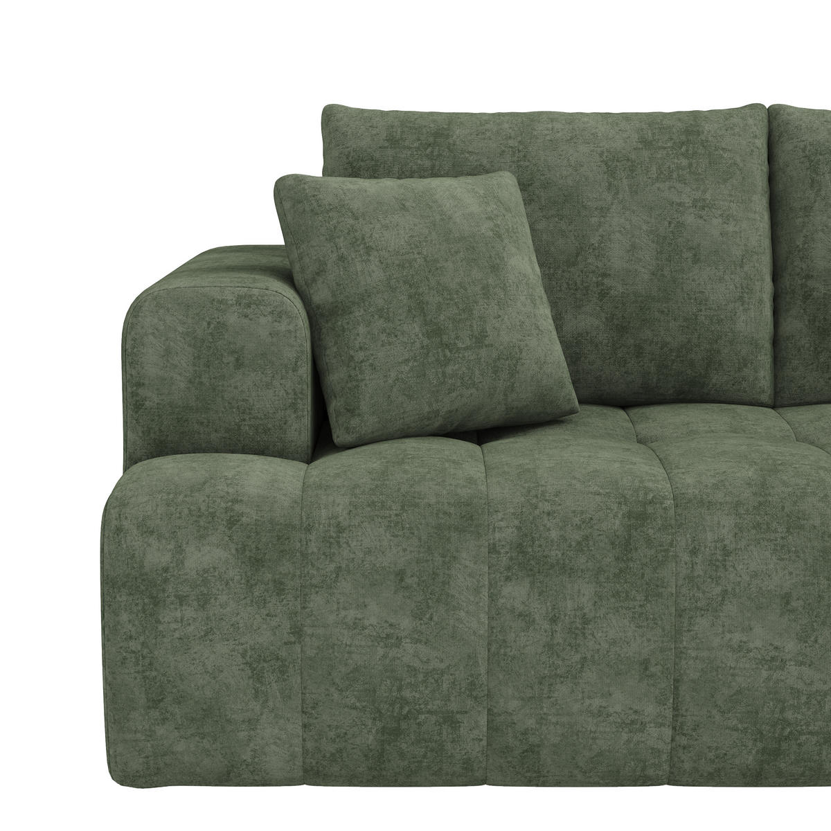 4MÍSTNÁ ROHOVÁ SEDAČKA z chenille látky v zelené barvě s polštářem - zelená barva, textil (244.5/136cm) - WISHDOR