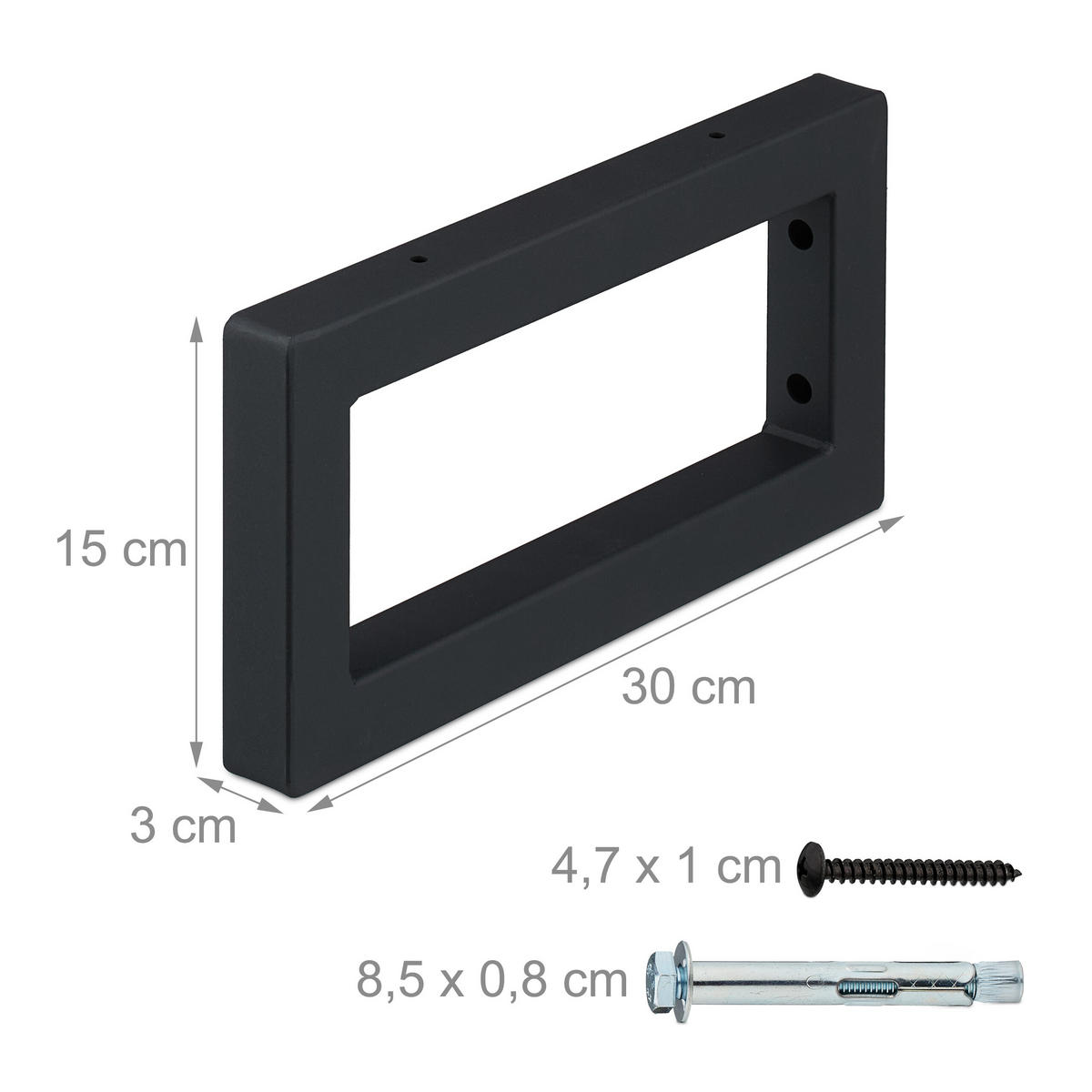 2XWANDKONSOLE - Schwarz, Metall (30/3/15cm) - Relaxdays