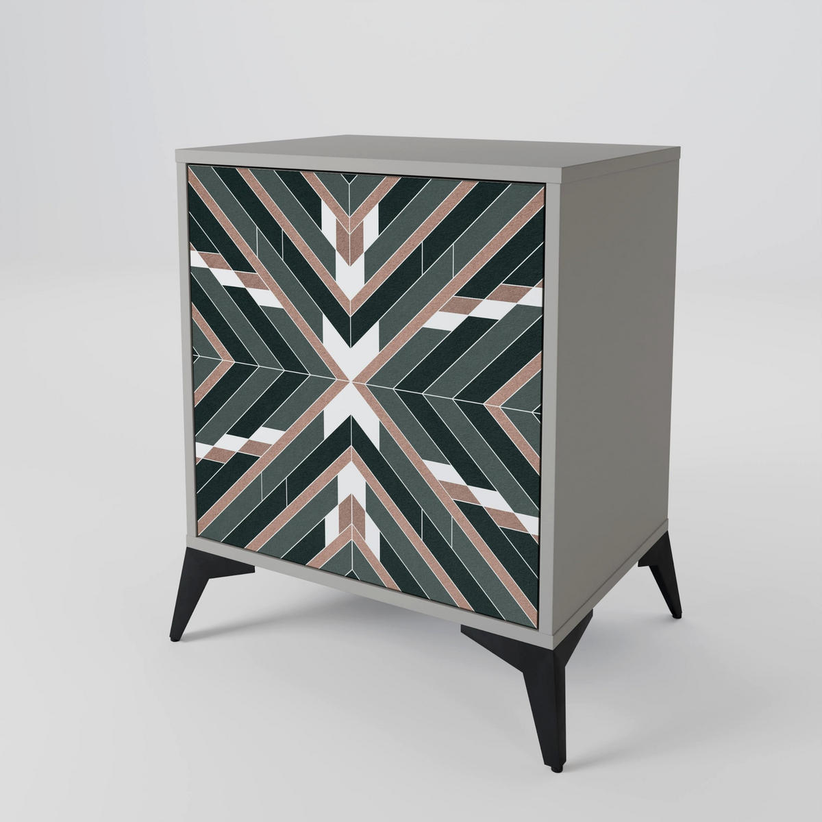 SIDEBOARD DIMENSION DELIGHTS, Grau, 57,5x42x67,5 cm, Schwarze Metall-Rahmenfüße - Multicolor/Schwarz, Holzwerkstoff/Metall (57.5/67.5/42cm) - SpaceRebels
