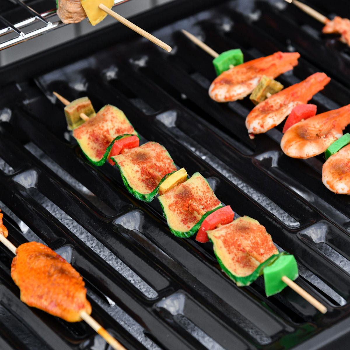 GASGRILL DE-10318 7 Brenner + Seitenbrenner Schwarz - Schwarz, Metall (50/100/135cm) - ComfortXL