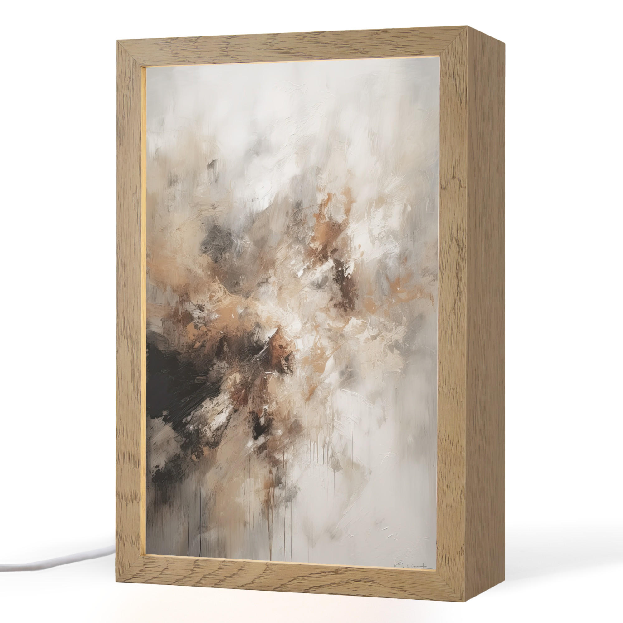OnlyWow STOLNÍ LAMPA Barva - abstraktní - béžová - umění 20x30 cm