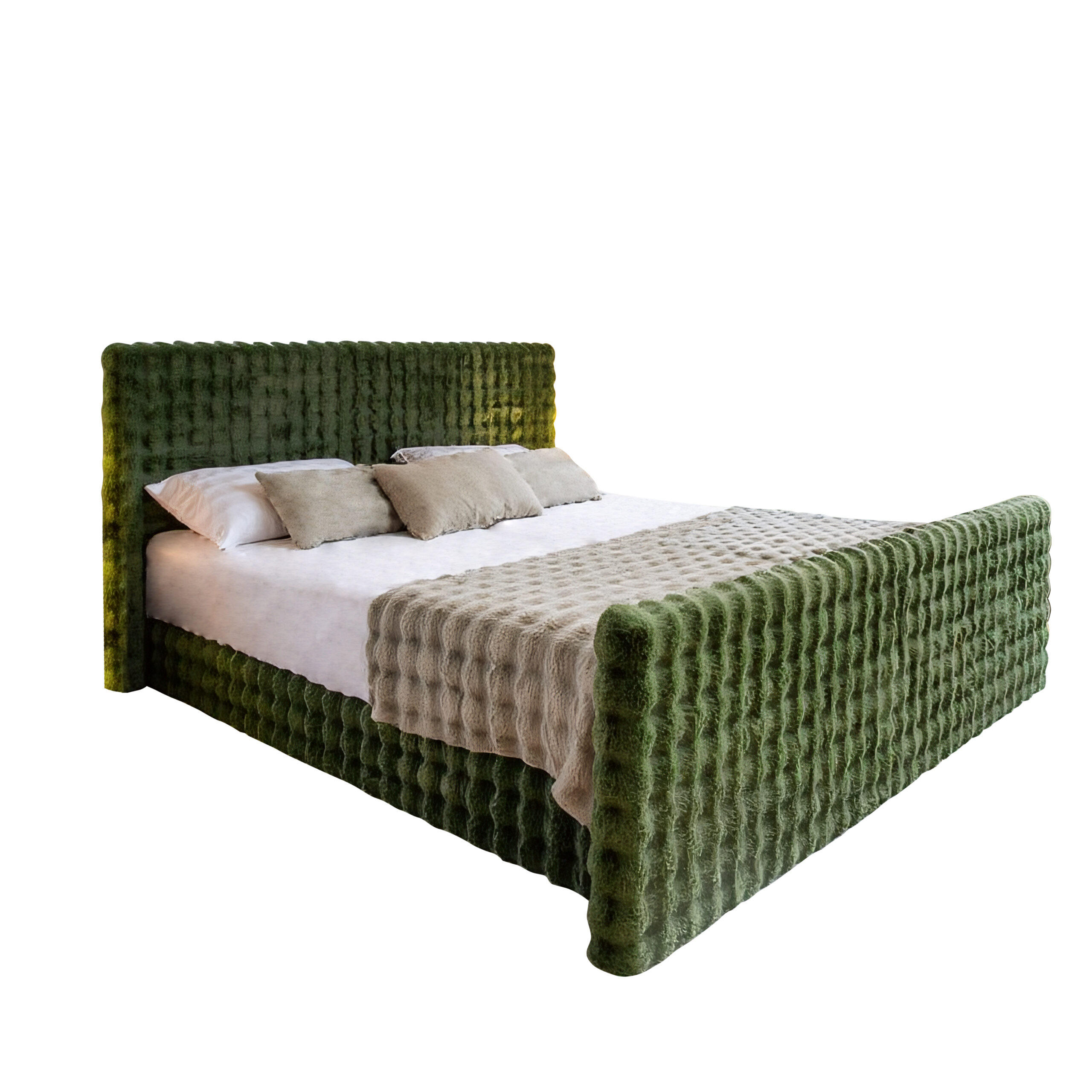 BOXBETT Mit Bettkasten, Matratze Und Topper BLANKET Stoff Bubble 160x200 cm Grün H2-Pocket - Grün, Holz/Textil (160/200cm) - Kaiser Möbel
