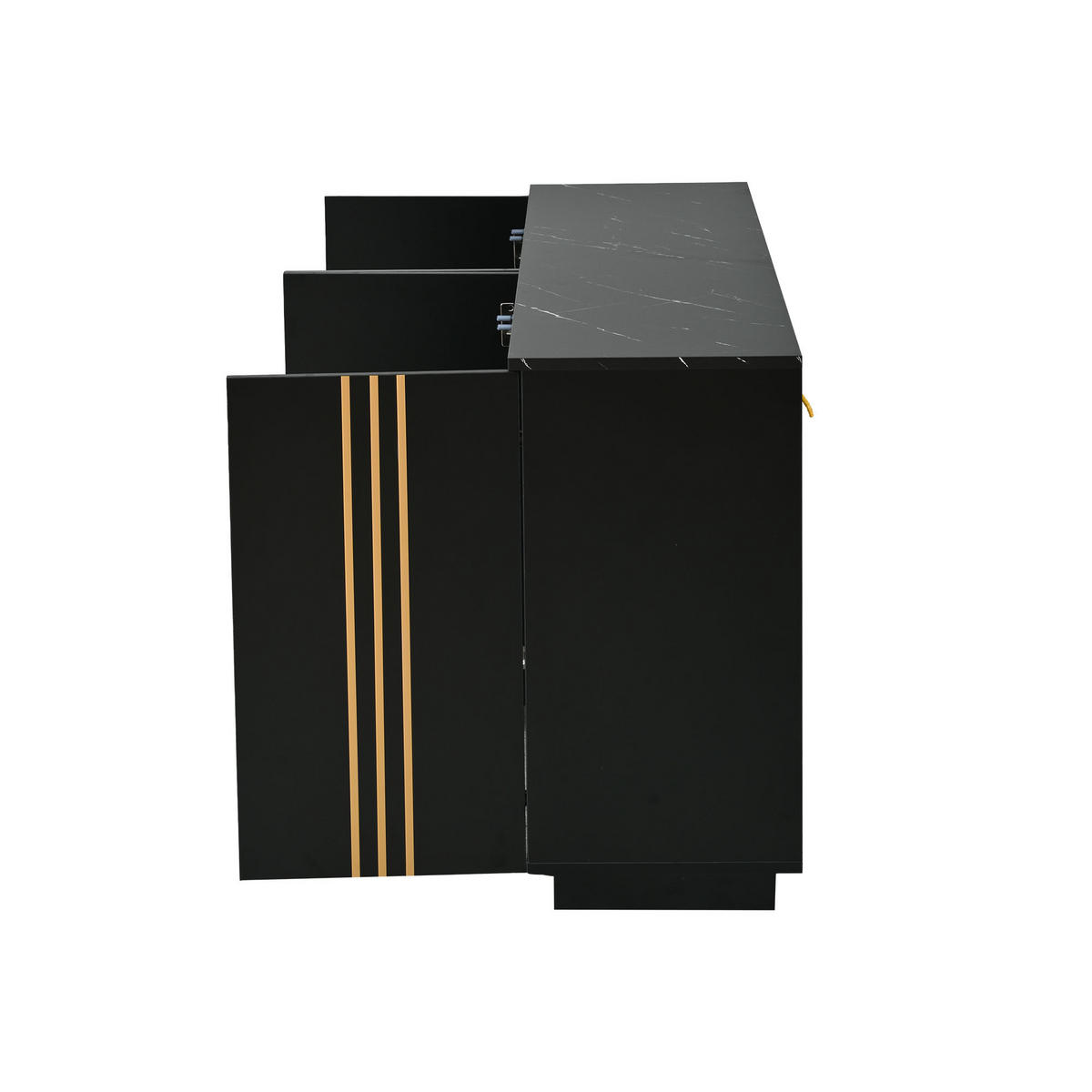 SIDEBOARD Schwarz Gold 4 Türen 140cm verstellbar Modern Schrank - Schwarz, Holzwerkstoff (35/70/140cm) - FLIEKS