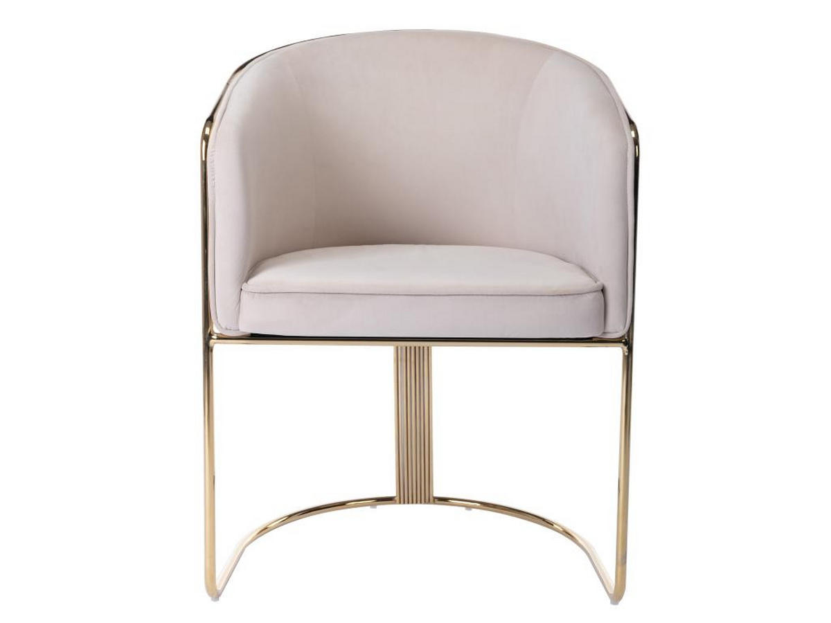 STUHL mit Armlehnen - Samt & Metall - Beige und Goldfarben - JOSETHE - Creme, Textil (52.5/82.5/59.5cm) - Pascal Morabito